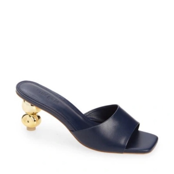 cult gaia Shoes - Cult Gaia Gigi Slide Sandal in Navy & Gold